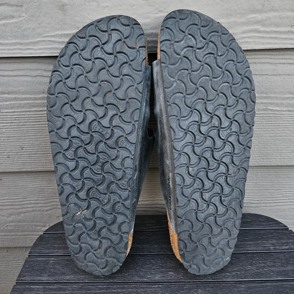 Birkenstock Arizona Sandals Mens Faded Black Leather Shoes EU 46 US 13 - 13.5